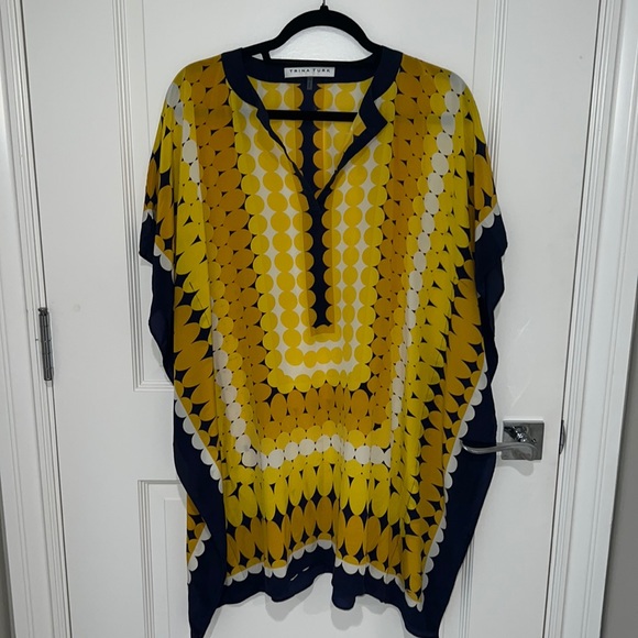 Trina Turk Yellow and Navy Swim Cover-Up - Picture 1 of 4